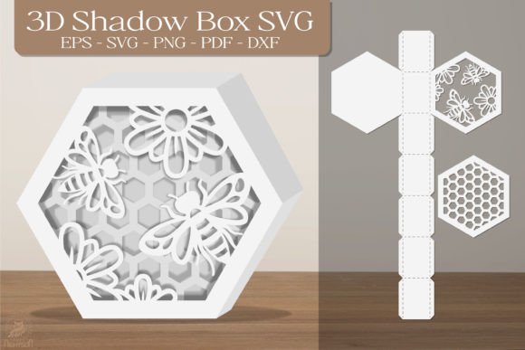Download Bee and Flowers 3D Shadow Box SVG - Flowers 3d shadow box Collection