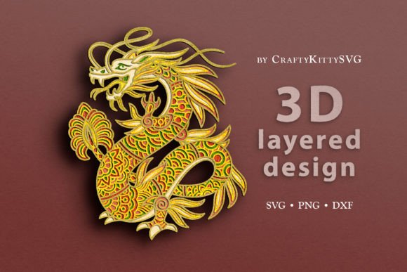 Download Chinese Dragon 3D Layered SVG Cut File - Premium Bundle