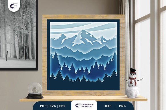 Download Snowy Mountain Peaks 3D Paper Cut - Snowy Collection