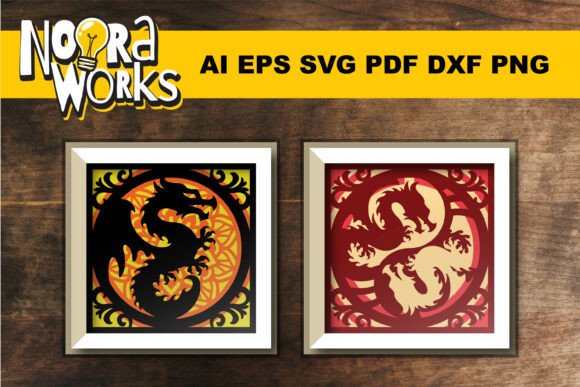 Download 3D Dragon Shadow Box SVG - Premium Resources