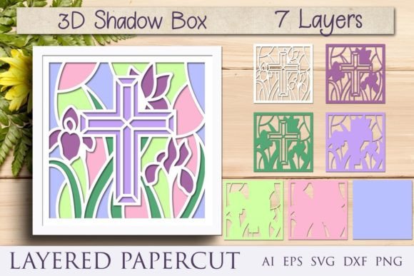 Download Cross with Flowers 3d Shadow Box - Flowers 3d shadow box Collection