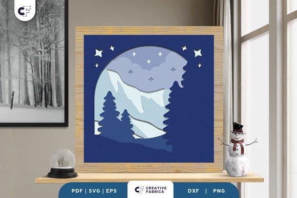 Download Snowy Mountain 3D Shadow Box SVG - Snowy Collection