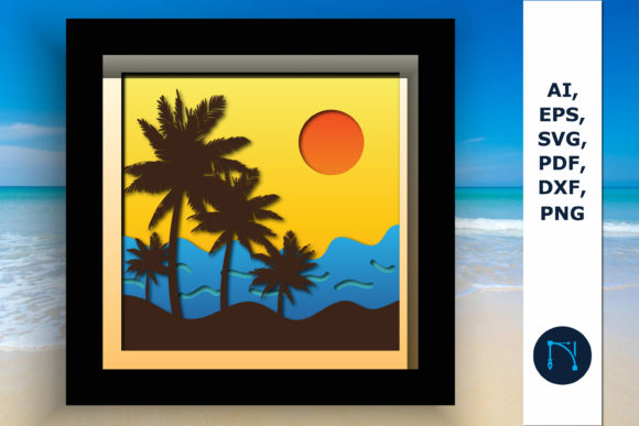 Download Multi-Layer Summer Shadow Box SVG - Summer shadow box Collection