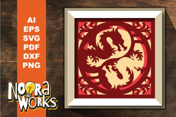 Download Dragon Yin Yang Shadow Box SVG - Premium Resources