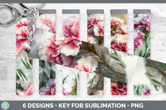 Download Snowy Carnation Key Fob | Wristlet Subli - Snowy Collection