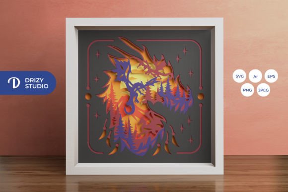 Download Dragon Silhouette 3D Shadow Box - Premium Resources