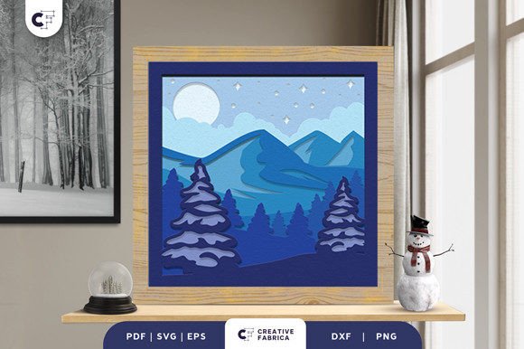 Download Snowy Mountain 3D Layered Paper Cut - Snowy Collection
